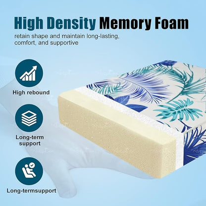 ARTPLAN 24x24 Deep Seat Patio Cushions for Outdoor Furniture,Extra 6 inch Thick,Back 18"x24",Removable,Replacement,Polyester Floral Pattern,Outdoor/Indoor,Blue White Flowers