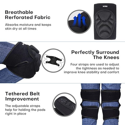 Knee Pad Women Men for Gardening House Working, Floor and Carpet Cleaning, Construction Work, Cleaning Knee Pads With High Elastic Fabric Black M