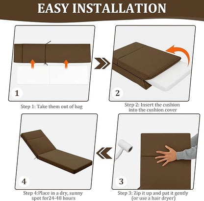 Chaise Lounge Cushion for Outdoor Furniture, Waterproof Fade and Tear Resistant Lounge Deck Chair Cushions for Patio Lawn Pool Resort Hotel