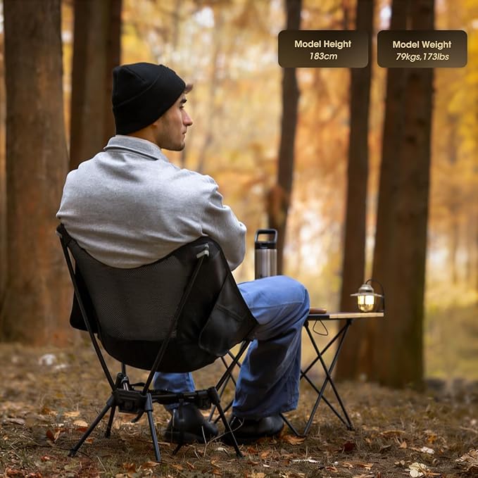 MOON LENCE Portable Camping Chair Backpacking Chair - The 4th Generation Ultralight Folding Chair - Compact, Lightweight Foldable Chairs for Hiking Mountaineering, Beach (Onyx)