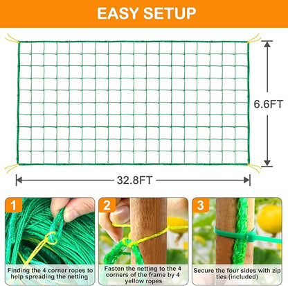 Trellis Netting - Garden Netting for Plants, 6.6x32.8 FT Garden Trellis Netting for Climbing Plants with 27 Strands Nylon Outdoor Indoor, Vegetable Grow Trellis Net for Tomato, Cucumber, Grape, Bean