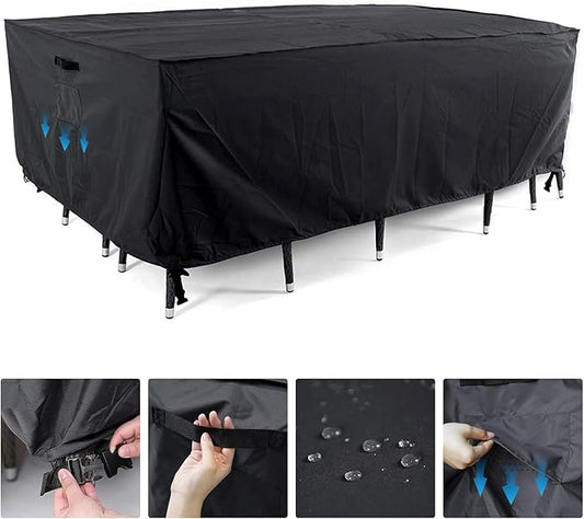 Tempera Outdoor Dining Set Cover for Outside Table and Chairs, Rectangle Patio Table Covers for Outdoor Furniture, Anti-Fading, Water Resistant, 108'' x 82'' x 27.8'', Space Grey
