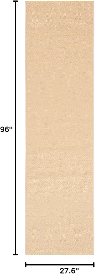 SAFAVIEH Washable Rug Outdoor Courtyard Collection - 2'3" x 8' Runner, Gold & Beige, Non-Shedding & Easy Cleaning, Ideal for Patio, Entryway, Mudroom, Hallway, Kitchen (CY6235-30612)