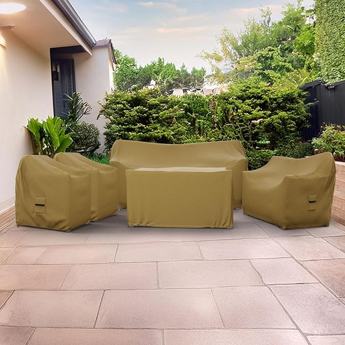 Covers & All Patio Furniture Cover, 5 Piece Outdoor Furniture Covers, Water-Repellent UV & Weather-Resistant Covers for Sofa, Loveseat, Chairs & Coffee Table