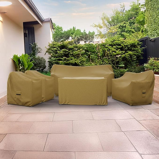 Covers & All Patio Furniture Cover, 5 Piece Outdoor Furniture Covers, Water-Repellent UV & Weather-Resistant Covers for Sofa, Loveseat, Chairs & Coffee Table