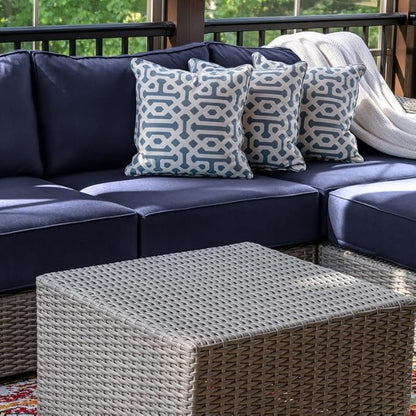 14 Piece Outdoor Patio Waterproof Cushion Covers, Fits 6-Seat Wicker Rattan Sectional Couch Chair Furniture Cover Replacement Set - Fade-Resistant Patio Cushion Covers with Zipper