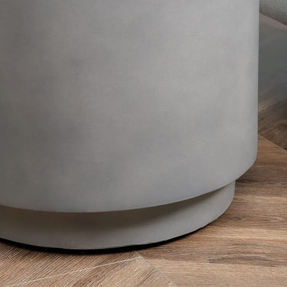 HOMCOM Round Side Table, Lightweight Accent Table with Concrete Finish, End Table with 4 Adjustable Feet for Indoor, Outdoor, Light Gray