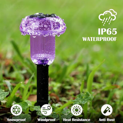 Priddop Solar Lights Outdoor Pathway Waterproof 8 Pack Purple LED Acrylic Mushroom Decorative Garden Lights for Yard Landscape Patio Outside Decorations