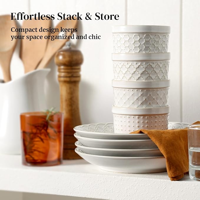DOWAN Ramekins Oven Safe with Lids 8 oz, Charcuterie Boards Bowls Set for Creme Brulee, Souffle, Dipping Sauces, Custard Cups Ceramic Food Storage Containers, Set of 6, Beige
