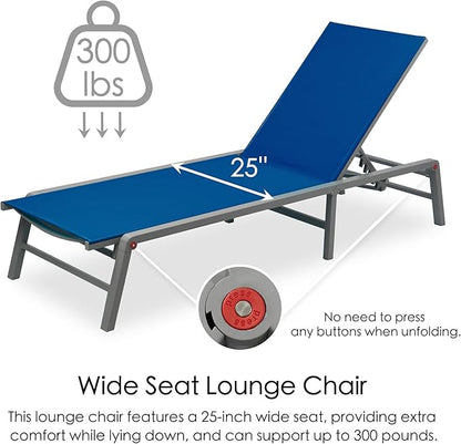 Kozyard Lounge Chair Outdoor Foldable Outdoor Lounge Chair (Blue Textilence W/O Table)
