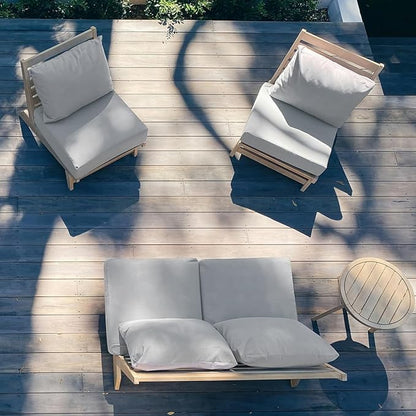 Sundale Outdoor Olefin Deep Seat Cushion Set of 2, Patio Chair Cushion and Pillow, Water-Resistant Sectional Sofa Pad with Straps Light Gray, 23 x 26 x 6 Inches