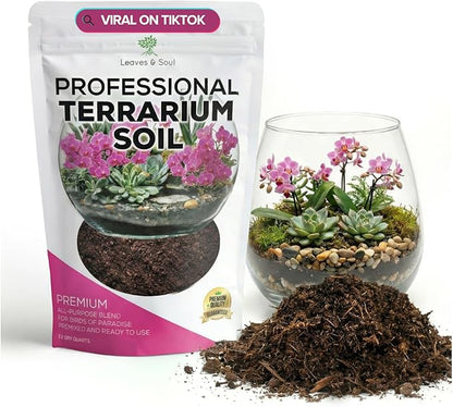 Professional Terrarium Soil Mix 2.2 Quarts Ready to Use, Premium Terrarium Potting Soil for Succulents Cactus Aloe Plants, Pine Bark Peat Coarse Sand, Well Draining Terrarium Mix Made in USA