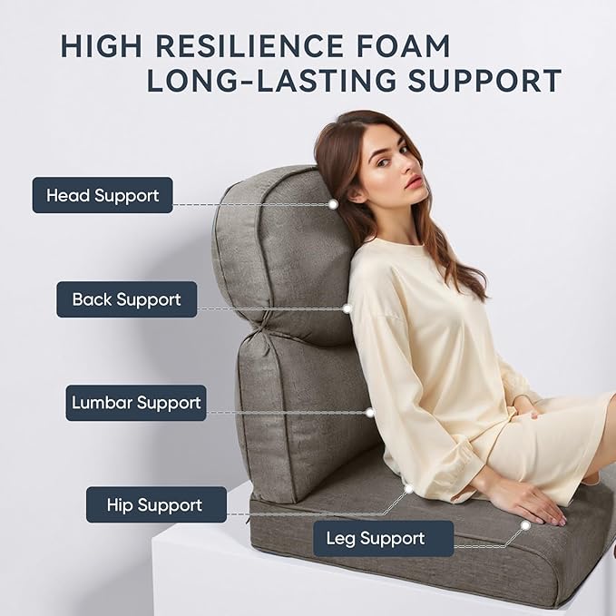 Outdoor Chair Cushions for Patio Furniture - 1 Pack Outside High Back Comfortable Thickened Pillow 22x24 with Zipper Cover for Wicker Rocking Swivel Chairs Loveseat Sofa – Grey/Crescent