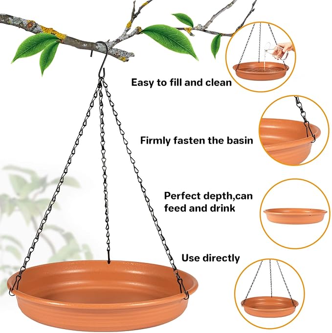 Hanging Bird Bath Hanging Bird-Feeder - CARGEN Garden BirdBath Tray Wildlife Feeder Plate Water Bowl or Water Bowl for Outdoors Garden Patio Decoration