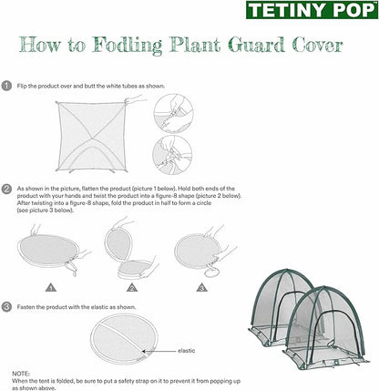 2pcs Quick Set up Pop up Garden Netting 28”x28”x32”Portable Plant Cover Net ,Locusts,Birds,Small Animal Garden Fruit and Flower Cages Portable Carry Bag with 16 Stakes