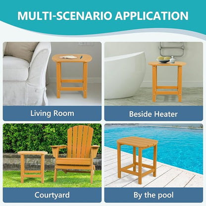 Plawdlik Adirondack Side Table, Wooden Textured,Hdpe Outdoor Weather Resistant Set for Patio, Garden, Porch, Pool, Backyard & Light Blue