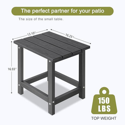 LZRS HDPE Adirondack Side Table - Small Outdoor Table for Patio, Deck, Garden & Poolside,Eco-Friendly,Sturdy and Easy Assemble, Grey