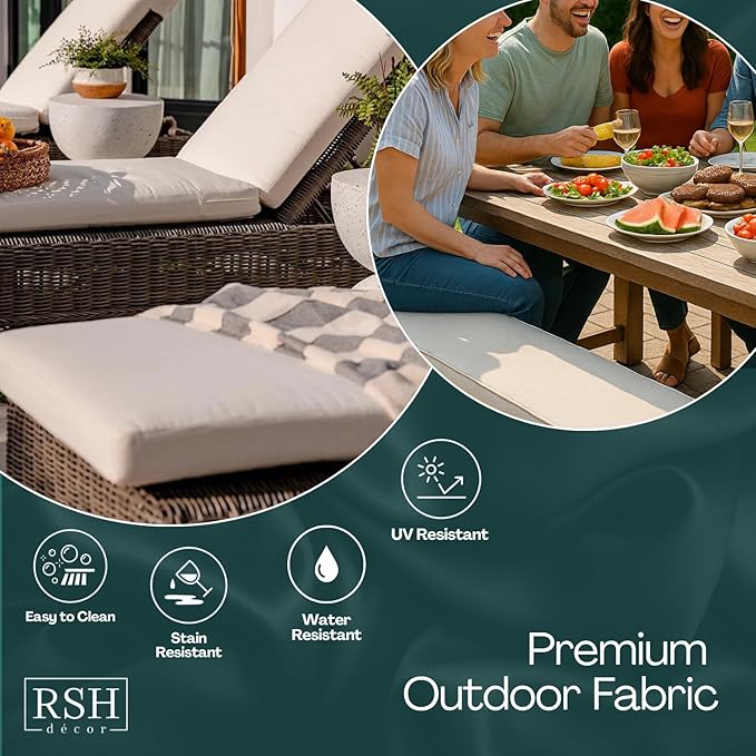 RSH DECOR Deep Seating Cushion with Pillow Back | 23” x 25” Seat | Water and Fade-Resistant Spun Fabric | Outdoor Chair Cushion Set for Patio Furniture | Artistic Floral