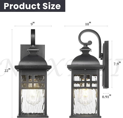 Outdoor Wall Lamps Exterior Lighting Fixtures 22 Inch Height Porch Light with Water Ripple Glass E26 Socket