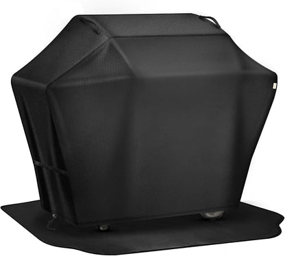 Grill Cover 48 Inch & Under Grill Mat,Grill Cover for Outdoor Waterproof Weather Resistant,UV & Fade Resistant, Compatible with Weber Nexgrill Charbroil Kenmore Gas Grill, Black