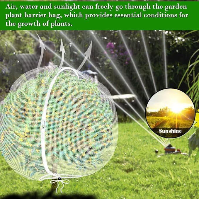 Fruit Tree Netting Covers with Zipper to Protect from Squirrels and Birds Large Netting for Fruit Trees Net Protection, White, 10' x 13', 2 Pack