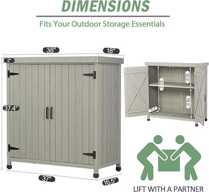 Outdoor Potting Bench with Metal Work Top,Waterproof Garden Storage Cabinet,Wooden Tool Station Shed for Backyard,Patio,Lawn Gardening
