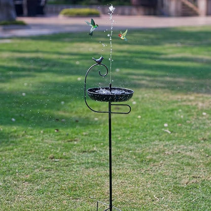 Bird Baths for Outdoors,Metal Bird Bath for Outside,Birdbath & Stand Bird Feeders with Metal Stake Gifts for Bird Lovers(Black)