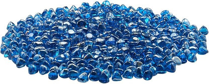 VEVOR Fire Glass, 20 LBS / 9 KG High-Temperature Resistant Fireplace Rocks, 1 Inch / 25.4 mm Reflective Firepit Glass Diamond Beads, High Luster Stone Landscaping for Fire Pit Table, Caribbean Blue