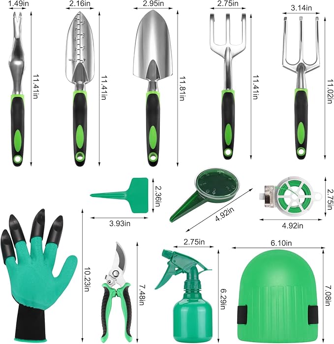 Gardening Supplies, Garden Tool Set, 19 Pcs Stainless Steel Garden Tool Kit with Bag, Ideal Gardening Gifts for Women