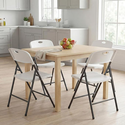 DUMOS 10 Pack Folding Chairs Heavy Duty - Plastic Stackable Portable Dining Chairs Set, Wedding, Party, Patio, Garden, for Indoor Outdoor, for Home and Office, Conference, White