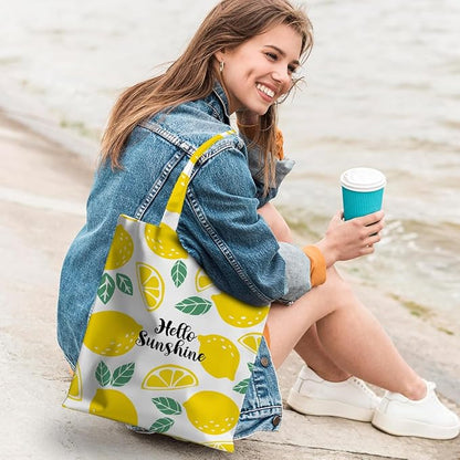 Animal Plant Tote Bag SeaTurtle Butterfly Cat Elephant Gifts Lemon Vegetable Themed Gifts Beach Bag for Camping