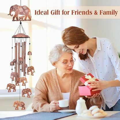 Elephant Wind Chimes for Outside,Elephant Gifts for Women Men/Memorial/House Warming Gift/Birthday Gifts Metal windchimes Outdoors/Indoors,Garden Decor,Patio,Home,Porch,Yard Decorations