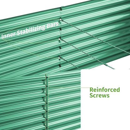 Land Guard 8×4×2 ft Galvanized Raised Garden Bed Kit, Galvanized Planter Raised Garden Boxes Outdoor, Rectangular Large Metal Raised Garden Beds for Vegetables(Green)…