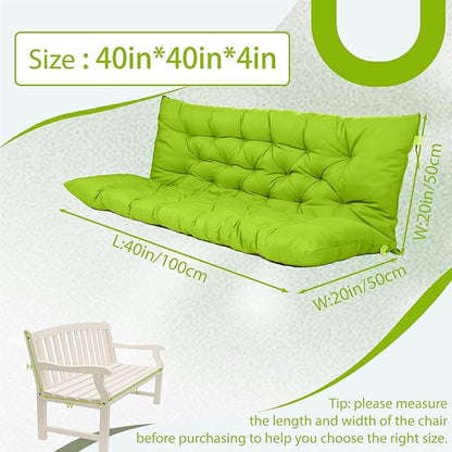 2/3 Seater Swing Replacement Cushion, Waterproof Porch Swing Cushions with Backrest, Thickened Bench Cushions for Outdoor Furniture, for Outdoor Patio Swing (Grass Green, 40 * 40 in)