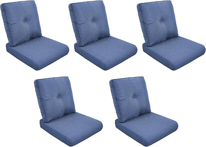 Patio Cushions for Outdoor Furniture - 22" x 25" x 4" UV Resistant Thick Foam Cushions Water Resistant Replacement Cushion for Outdoor Patio Furniture Chair/Sofa/Couch | Blue | 5-Pack |