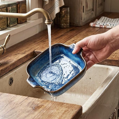 Ceramics Au Gratin baking Dishes Set of 4, Baking Tray Bake ware, 10.5 oz Ramekins, for Pie Pan, Appetizer, Tart, Dessert, Quiche, Oven Small dish, individual dishes, Square 7.3 Inch