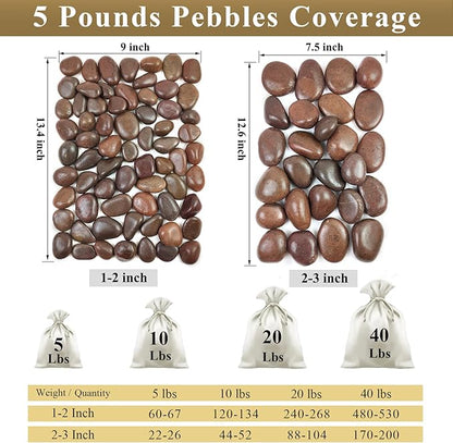 FANTIAN 40 lbs Red River Rocks for Landscaping, 2-3 Inch Polished Pebbles for Indoor Plants, Decorative Rocks Stones for Vases, Aquariums, Fountains, Pathways, Backyard and Garden