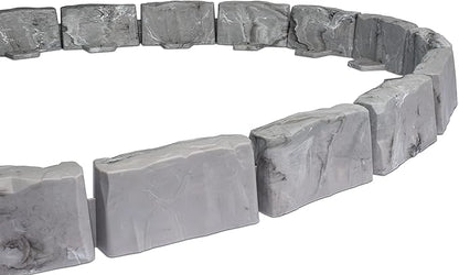 EasyFlex No-Dig Landscape Edging with Anchoring Spikes, 2.7 in Tall Decorative Stone-Look Garden Border, 15 Foot Kit, Slate Gray