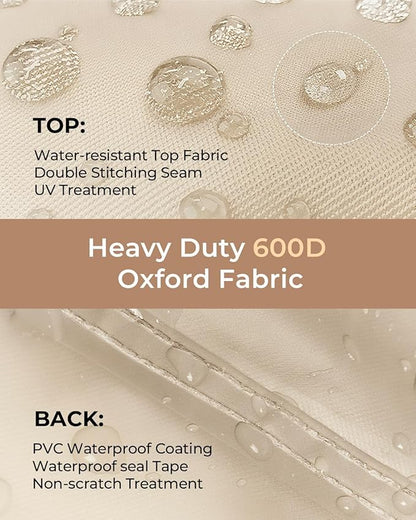 loriano 4-Pack Outdoor Furniture Covers, 2 x Patio Chair Covers + 2 x Ottoman Covers, Waterproof Heavy Duty 600D Oxford Fabric, All Weather UV/Wind Resistant, Beige & Brown