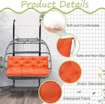 Replacement Cushions for Outdoor Swing, Outdoor Cushions for Patio Furniture with Backrest, Waterproof Thicken 4" Porch Swing Cushions, for Outdoor Patio Garden Furniture(Orange 40 * 47 in)