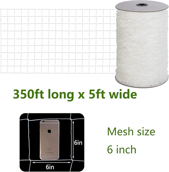 Soft Mesh Nylon Trellis Netting Roll - 5 x 350 ft Heavy Duty Garden Netting for Climbing Plants,Garden Melons Vegetables, Grape Racks, Hydroponic, 5x350ftnet