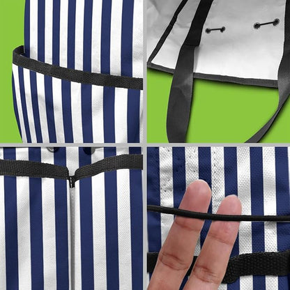 Classic Garden Tool Bag - Waterproof Blue Checkered Garden Tote with 8 Pockets, Large Storage Home Organizer Gardening Tool Oxford Bag for Garden Tools Kits Holder, Gardening Gift for Women & Men