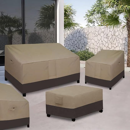 Easy-Going Patio Coffee Table Cover Small Outdoor Rectangular Table Cover, UV Resistant Waterproof Patio Furniture Cover (36"Lx22"Wx16"H, Camel/Dark Brown)