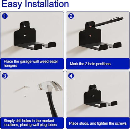 Weed Eater Rack Garage Wall Organizer, Weedeater Hanger Wall Mount For String Trimmer Hanger, Garden Tool Organizer Garage Weed Wacker Hanger - 2 Pack