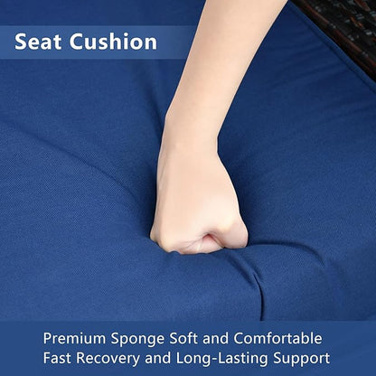 ATR ART TO REAL Outdoor Recliner Replacement Cushion, High Back Chair Cushions Patio Wicker Reclinning Chairs Seat Pad, Removable Cover, Waterproof, UV Resistant (Style A, Navy Blue)