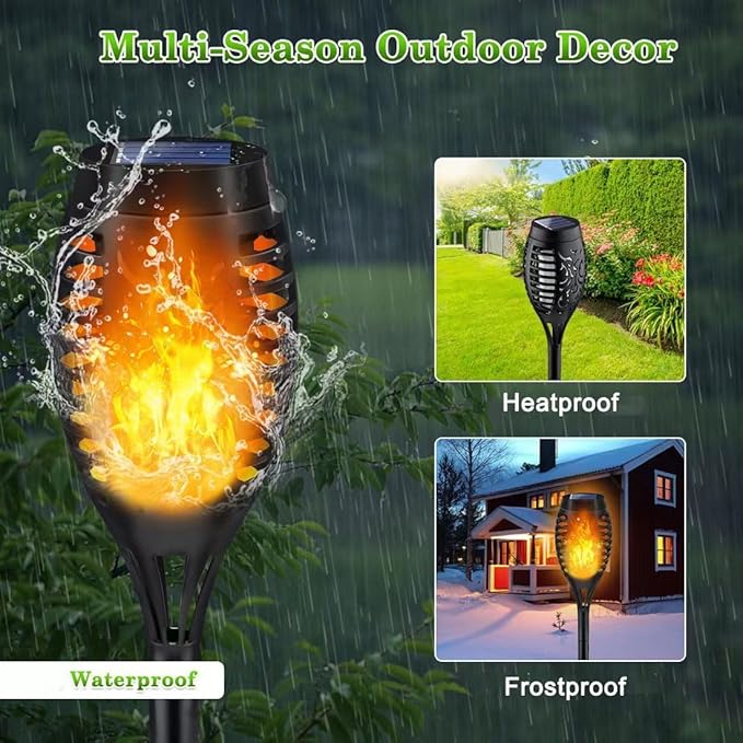 LNRYY Outdoor Solar Lights, 6Pack Solar Torch Light with Flickering Flame, Solar Garden Lights Waterproof for Outdoor Decorations, Flame Torches for Outside, Outdoor Lighting for Pathway Yard Decor