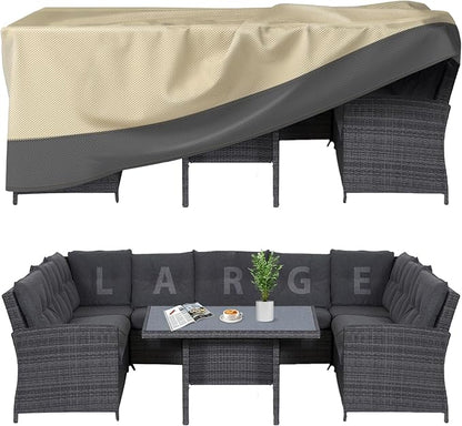 Patio Furniture Covers Waterproof Heavy Duty, 126"x126"x28" Extra Large Outdoor Dining Table and Chair Covers/ Waterproof UV Snow Resistant/ General Purpose Outside Sectional Sofa Set Covers