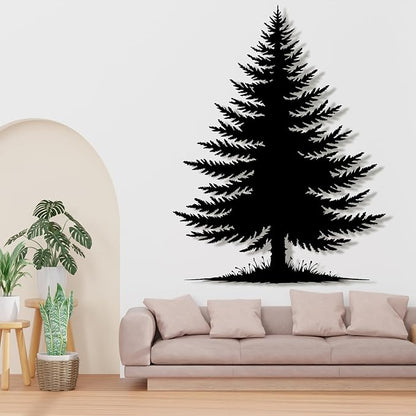 lunwall Metal Pine Tree Wall Art, Metal Forest Wall Art, Pine Branch Wall Decor, Christmas Tree Wall Decor, Forest Wall Hanging, Nature Lover Gift (Style 4, 30" H x 23" W / 76 x 57 cm)