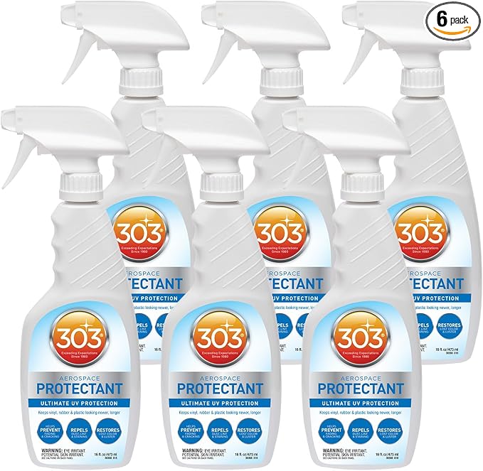 303 Aerospace Protectant for Vinyl, Plastic & Rubber, 16 oz 6-Pack | Provides UV protection while helping prevent fading, cracking, and discoloration.