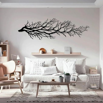 Metal Tree Branch Wall Art - Nature Sculpture, Dry Ivy Home Decor, Large Sign, Housewarming Gift (16"x53"|41x135cm, Gold)